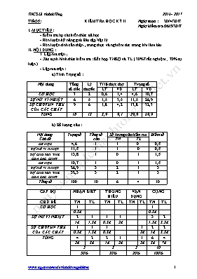 Giáo án Vật lý Lớp 6 - Tiết 35 Kiểm tra học kỳ II - Năm học 2016-2017